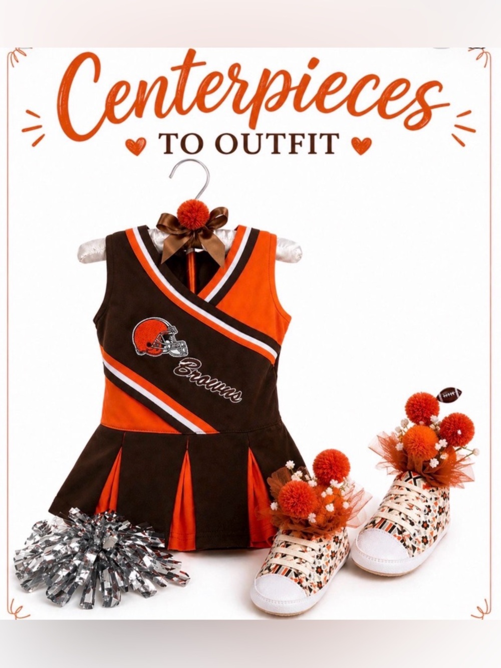 Cleveland Browns Cheer Centerpiece For Baby Shower, Little Girls Birthday